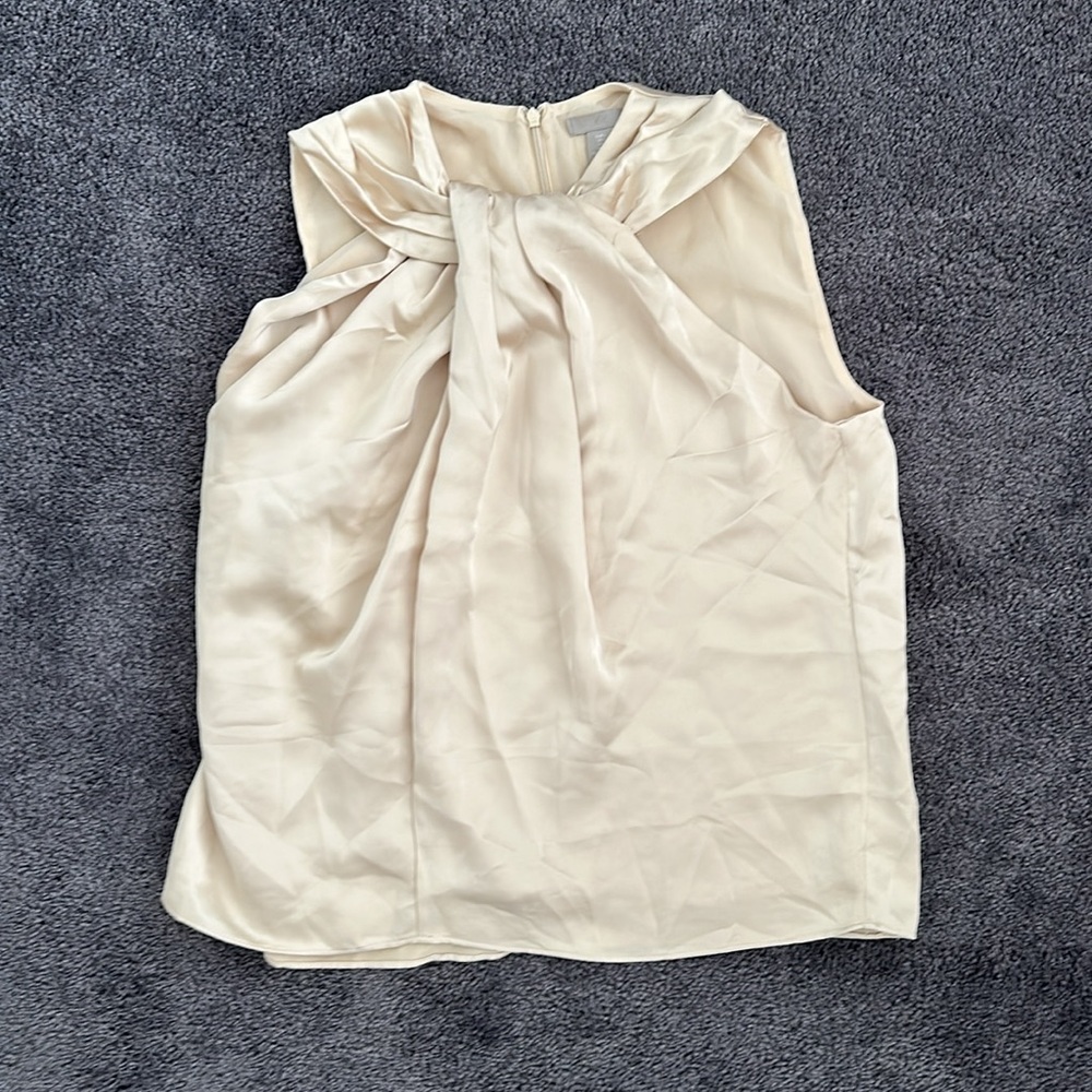 Sleeveless Satin Crème Work Blouse